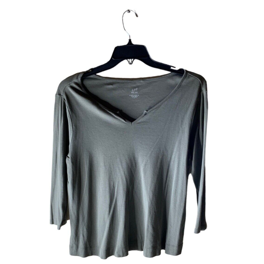 J Jill Perfect Pima Tee Medium 100% Pima Cotton 3/4 Sleeve Shirttail